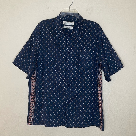 The Golden State Japanese Brand Remi Relief Paisley Short Sleeve Navy Shirt L - Picture 1 of 7